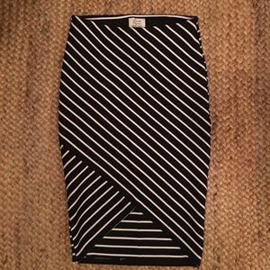 Zara striped midi cross over bodycon skirt
